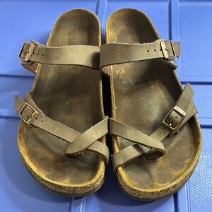 Birkenstock Women’s Brown Sandals Sz 39 VGUC Normal Footbed Stain